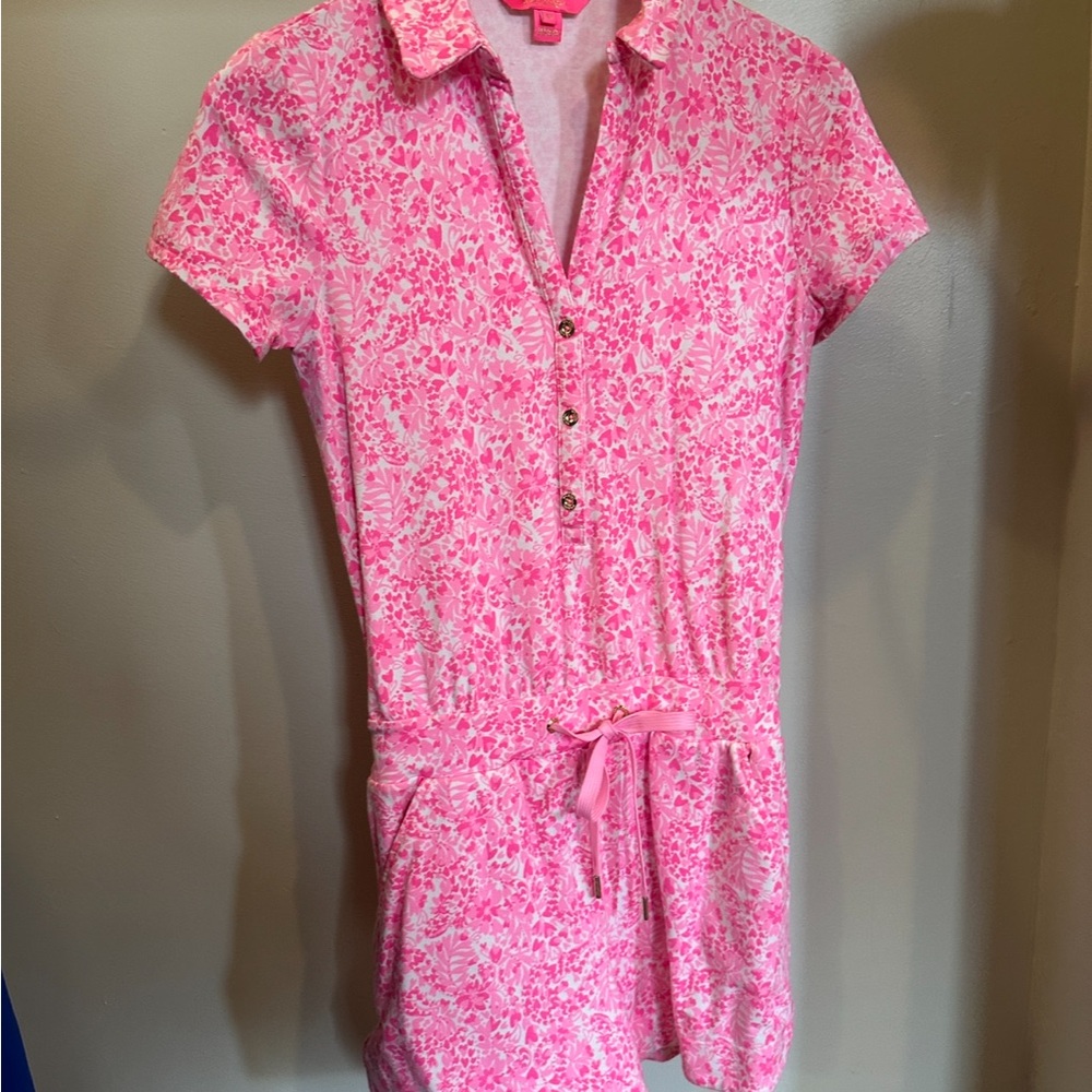 Lilly Pulitzer Pink Jorgie Terry Romper in Pink Shandy Invest A Gator - Size XS